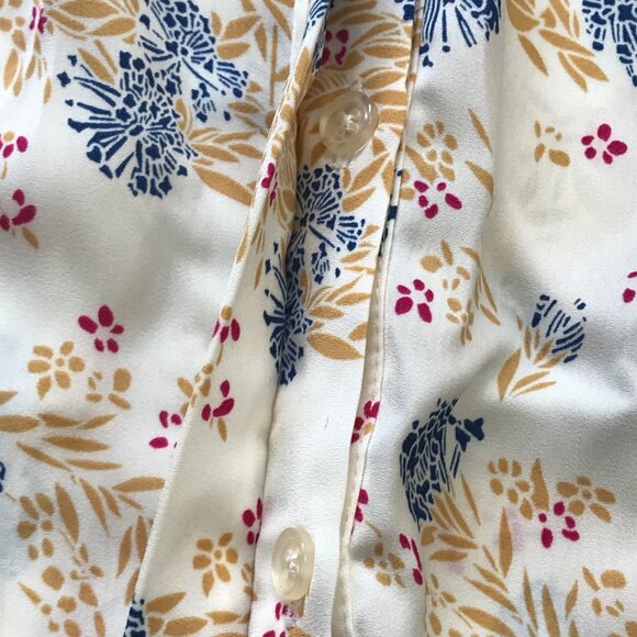 Modcloth Tie Neck Floral Blouse Women's XL Button Front 3/4 Sleeves Business - Picture 8 of 11